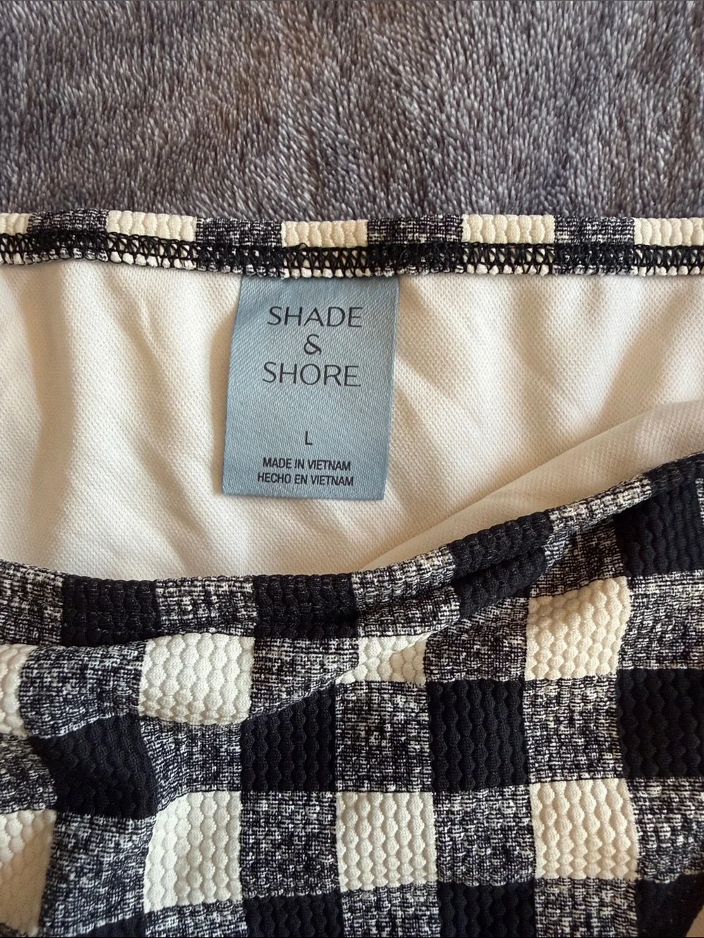 Shade & Shore Black and Cream Gingham Bikini Bottoms